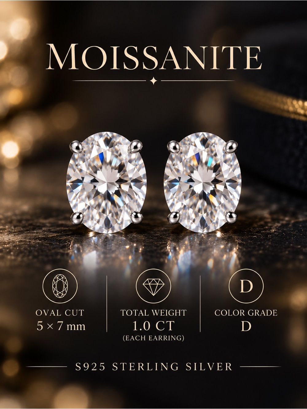 Oval Stud Earrings - S925 Sterling Silver
